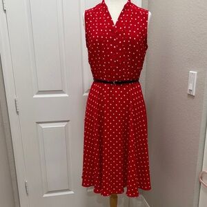 Red Polka Dot Sleeveless Dress
